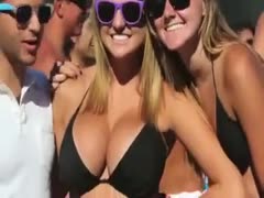 A nice day at the beach on the large tit contest with hawt blond beauties